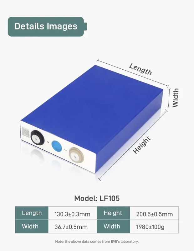 इलेक्ट्रिक स्कूटर के लिए 105ah 3.2v प्रिज्मीय Lfp सेल Rv रिचार्जेबल Lifepo4 बैटरी