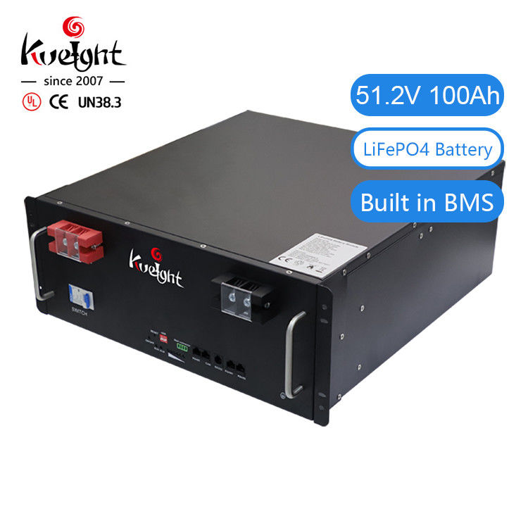 समर्थन टेलीकॉम पावर स्टेशन उच्च सुरक्षा 51.2V 100Ah LiFeO4 बैटरी रैक-माउंट मॉड्यूल